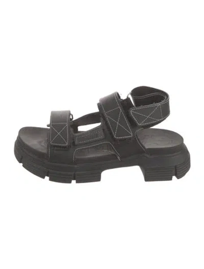 Pre-owned Ganni Rubber Slingback Sandals In Black