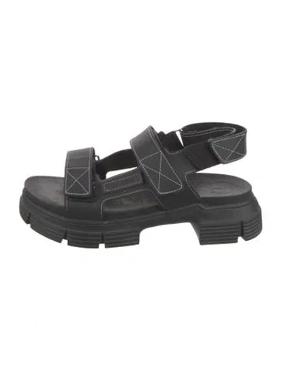 Pre-owned Ganni Rubber Slingback Sandals In Black