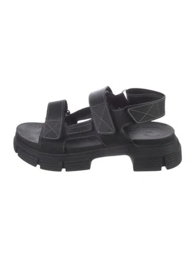 Pre-owned Ganni Rubber Slingback Sandals In Black