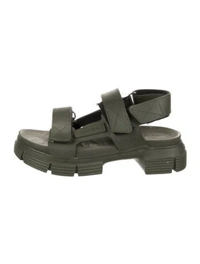 Pre-owned Ganni Rubber Slingback Sandals In Green