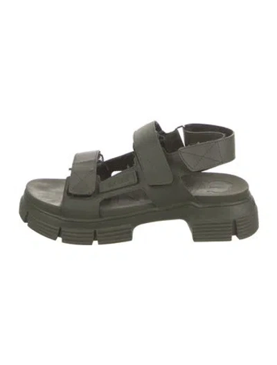 Pre-owned Ganni Rubber Slingback Sandals In Green