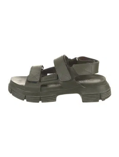 Pre-owned Ganni Rubber Slingback Sandals In Green
