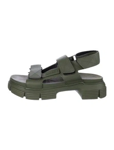 Pre-owned Ganni Rubber Slingback Sandals In Green