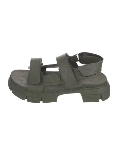Pre-owned Ganni Rubber Slingback Sandals In Green