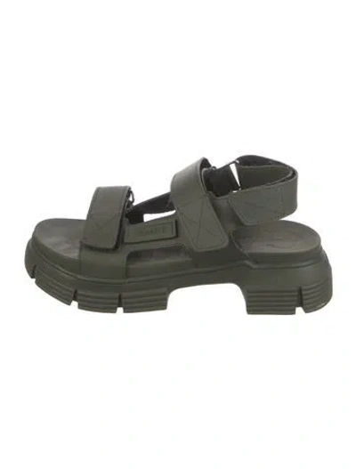 Pre-owned Ganni Rubber Slingback Sandals In Green