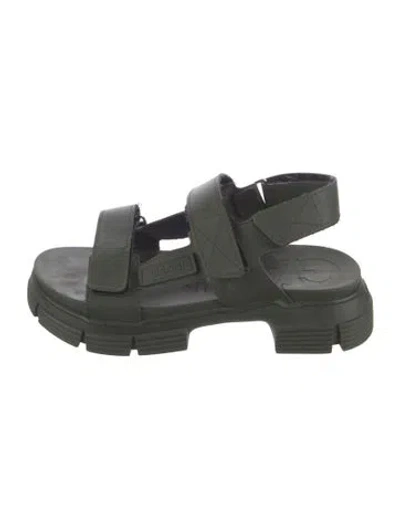 Pre-owned Ganni Rubber Slingback Sandals In Green