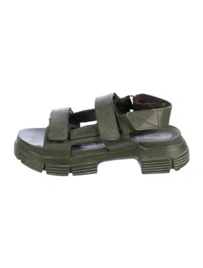 Pre-owned Ganni Rubber Slingback Sandals In Green