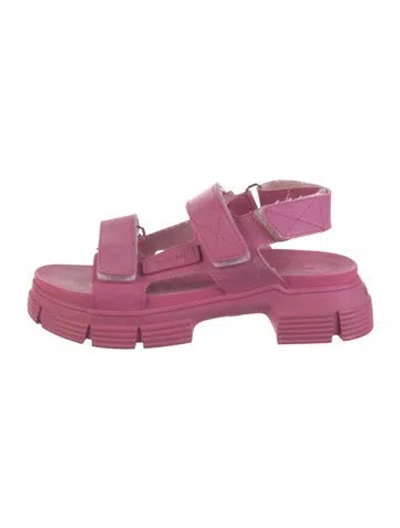 Pre-owned Ganni Rubber Slingback Sandals In Pink