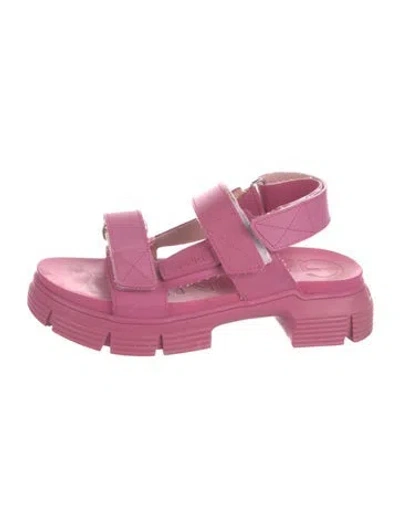 Pre-owned Ganni Rubber Slingback Sandals In Pink