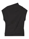 Ganni Ruched Cotton-blend Top In Black