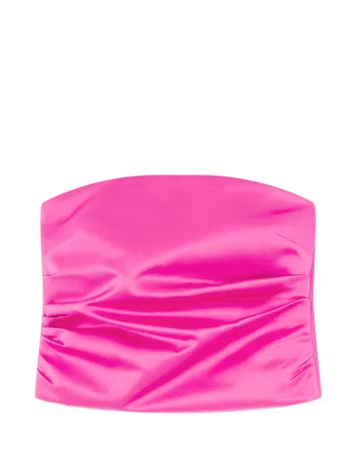 Ganni Ruched Bandeau Top In Pink