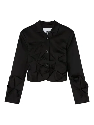 Ganni Ruched Jacket In Black