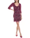 Ganni Minikleid Aus Stretch-satin Mit Floralem Print Und Raffungen In Purple