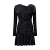Ganni Women Ruched Mini Dress In Black