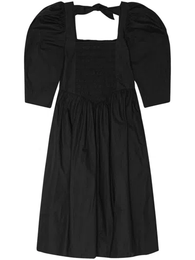 Ganni Women Dress With Ruffles In Black