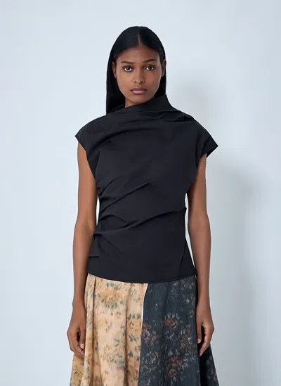 Ganni Women Ruched Top In Black