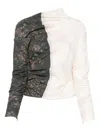 Ganni Printed Stretch Cotton Ruched Top In Multi