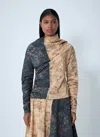 Ganni Asymmetric-neck Floral-print Top In Neutral