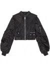Ganni Duchesse Nylon Fitted Jacket In Schwarz