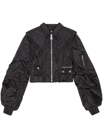 GANNI RUFFLE-COLLAR BOMBER JACKET