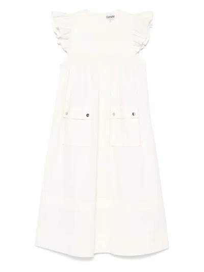 Ganni Ruffle-detail Midi Dress