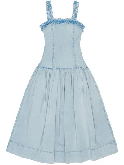 GANNI RUFFLE-DETAIL MIDI DRESS