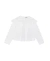 Ganni Ruffle-detail Organic Cotton Blouse In White