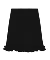 GANNI RUFFLE-HEM BONDED-CREPE SKIRT