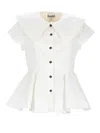Ganni White Regular Solid Shirt In White