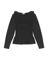 Ganni Cotton Poplin Open-neck Smock Blouse Black 36 In Black