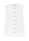 Ganni Peter Pan Collar Sleeveless Blouse In White