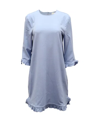 Ganni Ruffle-trimmed Mini Dress In Blue Polyester