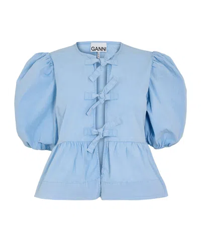 Ganni Ruffled Blouse In Blue