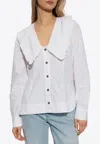 Ganni Ruffled Collar Blouse Featuring Pleats In White