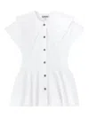 Ganni Short Cotton Shirt With Ruffles In White