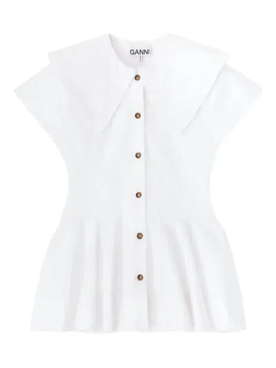 GANNI RUFFLED COLLAR BUTTONED TOP
