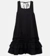 Ganni Ruffle Sleeveless Square Neck Mini Dress In Black