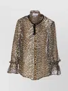Ganni Printed Viscose Chiffon Tie String Shirt Shirts Animalier In Animal Print