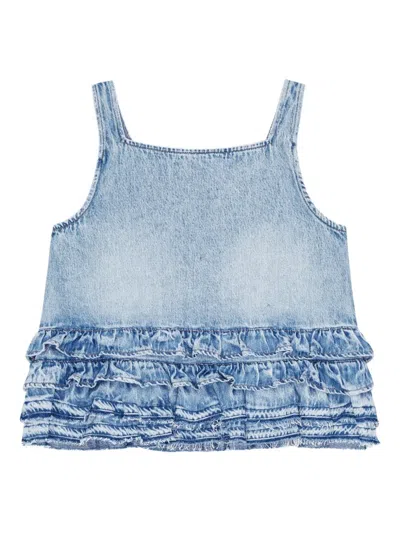 GANNI RUFFLED DENIM TOP