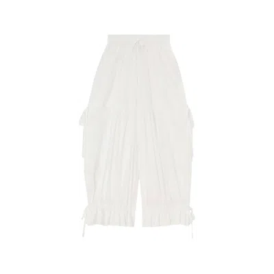 Ganni Ruffled Drawstring Trousers In Orange