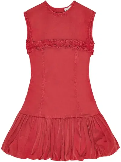 Ganni Washed Stretch Cotton Corset Mini Dress In Racing Red