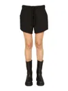 Ganni Cotton Suiting Elasticated Waist Shorts In Black