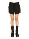 Ganni Cotton Suiting Elasticated Waist Shorts In Black