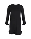 Ganni Clark Ruffled Long Sleeve Dress In Black Polyester In Black