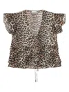 Ganni Leopard-print Ruffled Chiffon Blouse In Animal Print