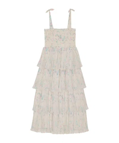 GANNI GANNI TOFU FLORAL PRINTED PLEATED MIDI DRESS