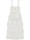 Ganni Ruffled Midi Dress In White