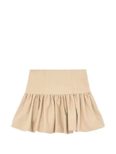 Ganni Ruffled Mini Skirt In Brown