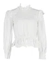 Ganni Cropped Blouse In White