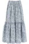 GANNI RUFFLED POPLIN SKIRT WITH FL